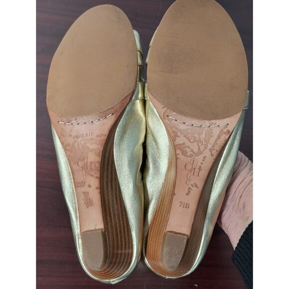 Cole Haan Air Amari Wedge Heel Women's Sz 7.5 B Metallic Gold Open Toe Shoes - Picture 14 of 16